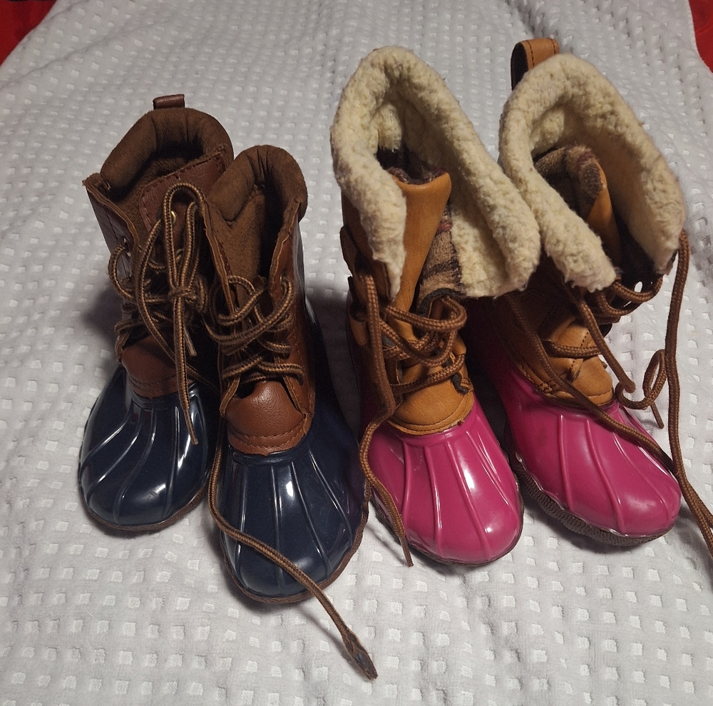 Blue and Pink Duck Boots
